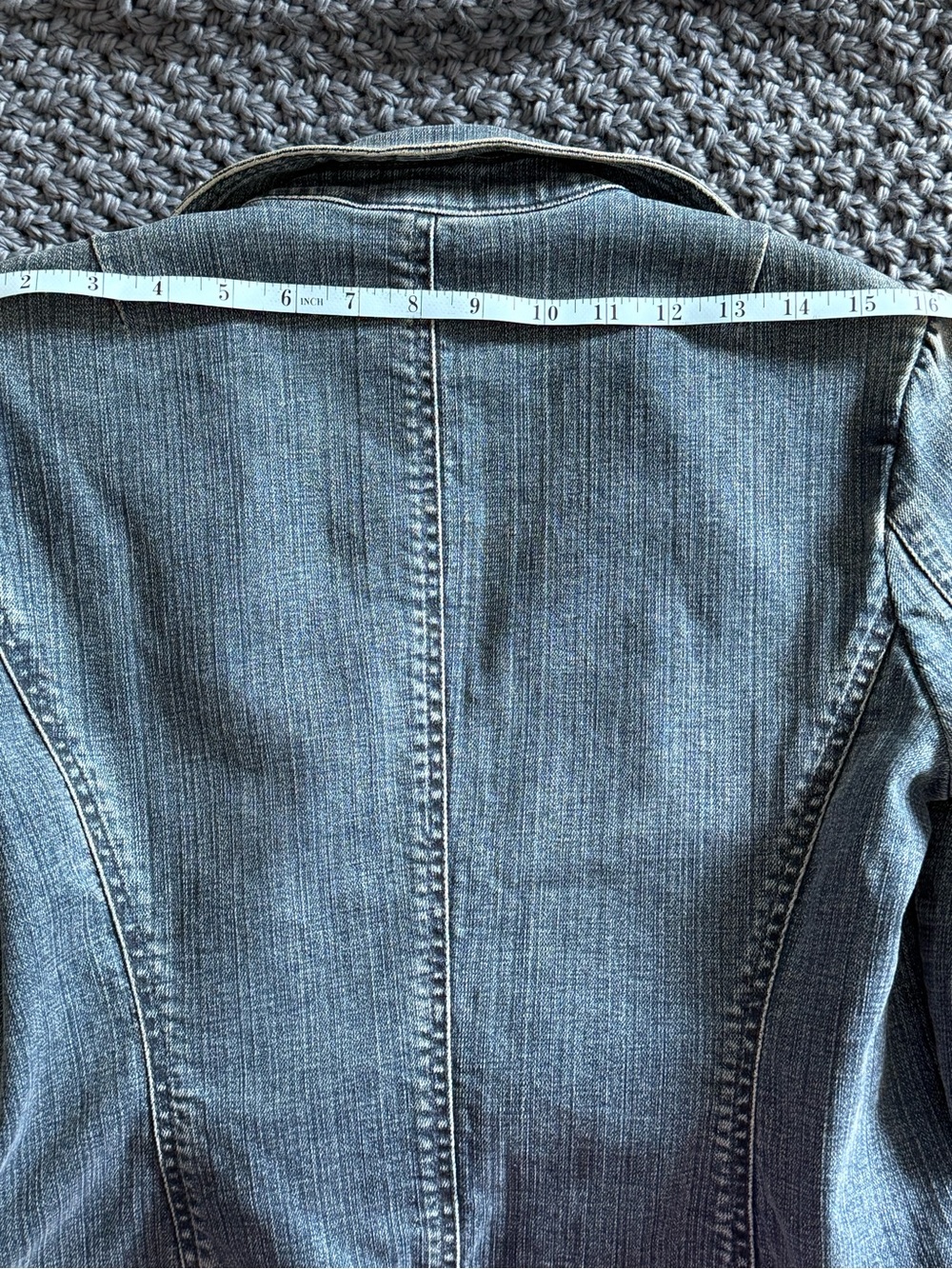 Laundry by Shelli Segal Y2K Denim Ruffle Jacket Size 10 - Picture 13 of 16